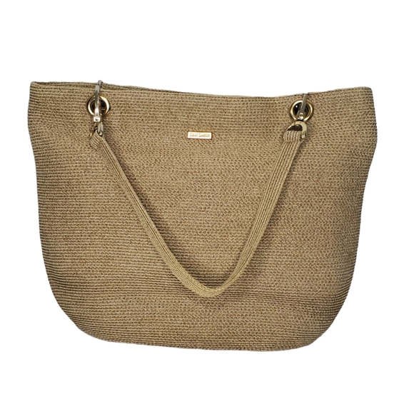 ERIC JAVITZ Squishee Straw Tote Bag Light Tan Color - Main Image